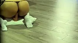 Horny babe takes huge anal toys after class shaking juicy ass