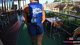 Asian teen couple sneaks fun at waterpark then bangs with emojis 😏💦