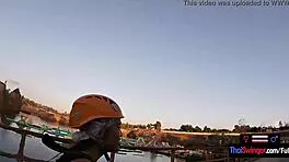 Asian teen couple sneaks fun at waterpark then bangs with emojis 😏💦