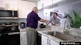 Siblings sneak hardcore orgy fuck behind stepdad's back