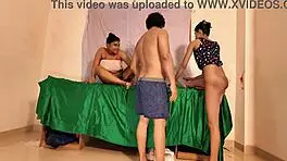 Steamy ffm amateur threesome with wet pussy licking and hardcore riding