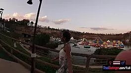 Asian teen couple sneaks fun at waterpark then bangs with emojis 😏💦