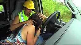 Hitchhiking Brunette Teen Fucked Hardcore Outdoors By Pickup Stud