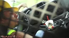 Hitchhiking Brunette Teen Fucked Hardcore Outdoors By Pickup Stud