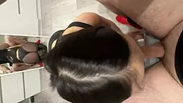 neighbor girl drops to her knees GIVING AMAZING BLOWJOB ends with hot CUM IN MOUTH