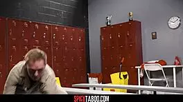 April Olsen Caught Bent Over Fingering Pussy in Locker Doggystyle