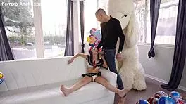 wet italian teen takes rough anal creampie gaping