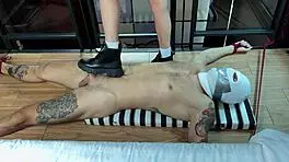 i strut confidently over his bare skin in tall boots