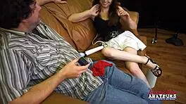 Coed Reagan's wet pussy fingered hard then slammed by huge cock