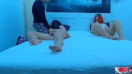 Wife shares husband's cock with hot friend in cheating creampie threesome