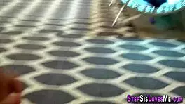 Stepsis strokes and rubs big cock in amateur pov frenzy