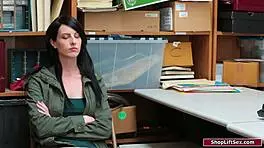 Officer Rips Clothes And Dominates Brunette With Monster Cock