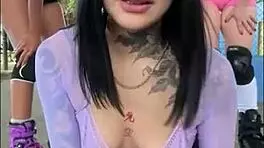 hey watch these naughty latinas flash then dive into wet threesome pussies