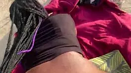 Petite ebony's big ass bent over for monster BBC doggystyle outdoors