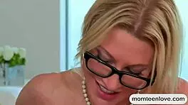 cute teen shares boyfriend with busty milf