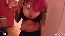 German Stepsis Gets Cum Sprayed On Her Tight Wetlook Leggings Ass Hardcore