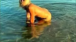 blonde euro babe kleo teases her wet tight pussy on sunny beach