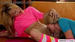 Blonde Lesbian Teen Toys Best Friend's Tight Ass with Strap-On