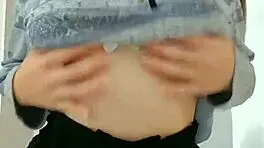 Hot student strips clothes off groping her perky tits!