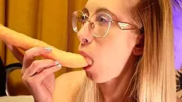 skinny tall blonde gives soft teasing blowjob on amateur ass