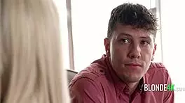 blonde uniform tease seduces stud for intense pounding session