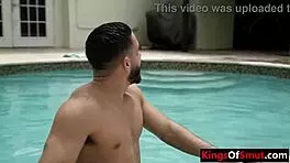 guy spots brunette leana loving rubbing pussy underwater poolside then rails her hard