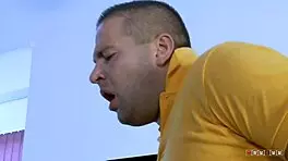 Naughty Brunette Deepthroats Big Cock Bent Over Doggystyle for Fresh Jizz