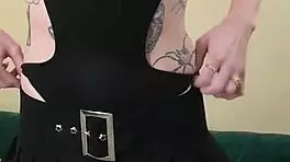 Kit summers rocks tight black bodysuit gothic miniskirt photoshoot