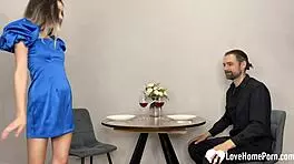 hot date turns naughty as blonde gets tight pussy drilled hard on bed