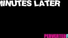 brunette teen sucks big tits during hardcore holiday blowjob frenzy