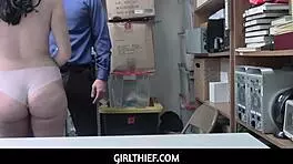 Pervert Worker Snaps Photos Of Petite Thief Stripping In Shop