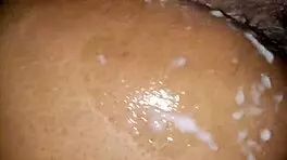 blasting hot cum on thick ebony milf ass doggystyle