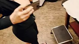 cute doctor girl sneaks blowjob and bangs patient outside hospital