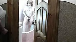 sexy blonde milf masturbates wet pussy roommate watches cumshot