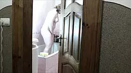 sexy blonde milf masturbates wet pussy roommate watches cumshot