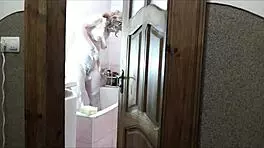 sexy blonde milf masturbates wet pussy roommate watches cumshot