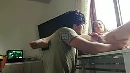 submissive loirinha wife fucked hard on table by husband