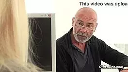 Old man doggystyles horny blonde teen