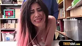 petite brunette teen roughly fucked bent over in doggystyle on shop cctv reality footage