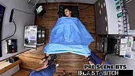 aria nicole kneels to suck doctor's cock before intense pov pussy blast