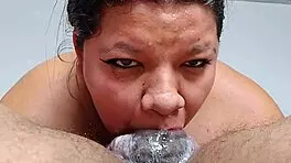 bbw preps for deepthroat blowjob in sloppy 69 first part