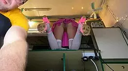 Boss pays extra for no panties pussy