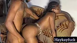 Horny ebony teen rides monster black cock doggystyle bent over