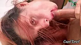 redhead girlfriend sneaks into room flashing ass shaking tits in heels domination play