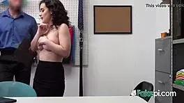 curly haired shoplifter babe's hairy pussy banged hard by group punishment