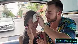 Tiny Thai cutie tuktuk ride to hotel pounding
