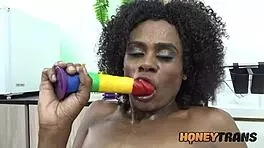 Tall Trans Maju Werneck Enjoys Toys Playfully