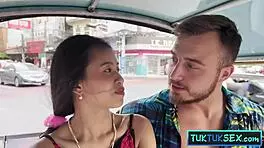 Tiny Thai cutie tuktuk ride to hotel pounding