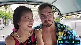 Tiny Thai cutie tuktuk ride to hotel pounding
