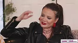 awkward moment turns into hot brunette lesbian pussy licking and face sitting